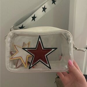 Vintage Havana White Crossbody Bag with Star Accents
